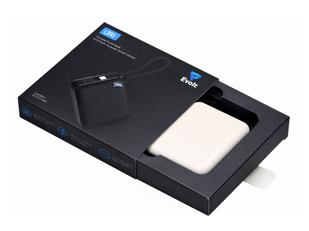 Внешний аккумулятор со встроенным кабелем Liri, QC/PD, 10000 мАч, теплый белый-8