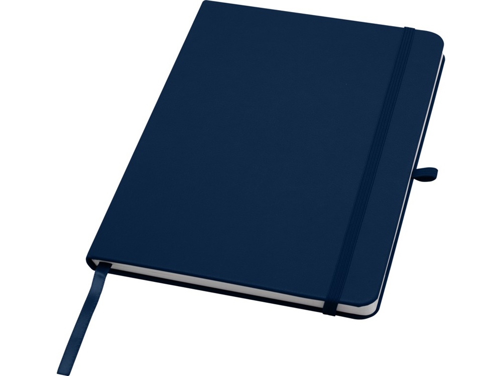 Teak блокнот А5 из переработан. материала в твердой обложке с линован. страницами - Темно - синий-0