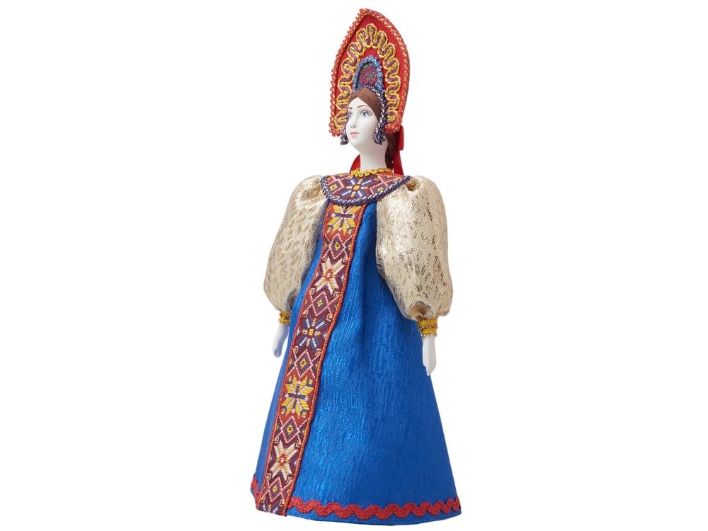 Подарочный набор: кукла фарфоровая, чай Малина с мятой, синий-15