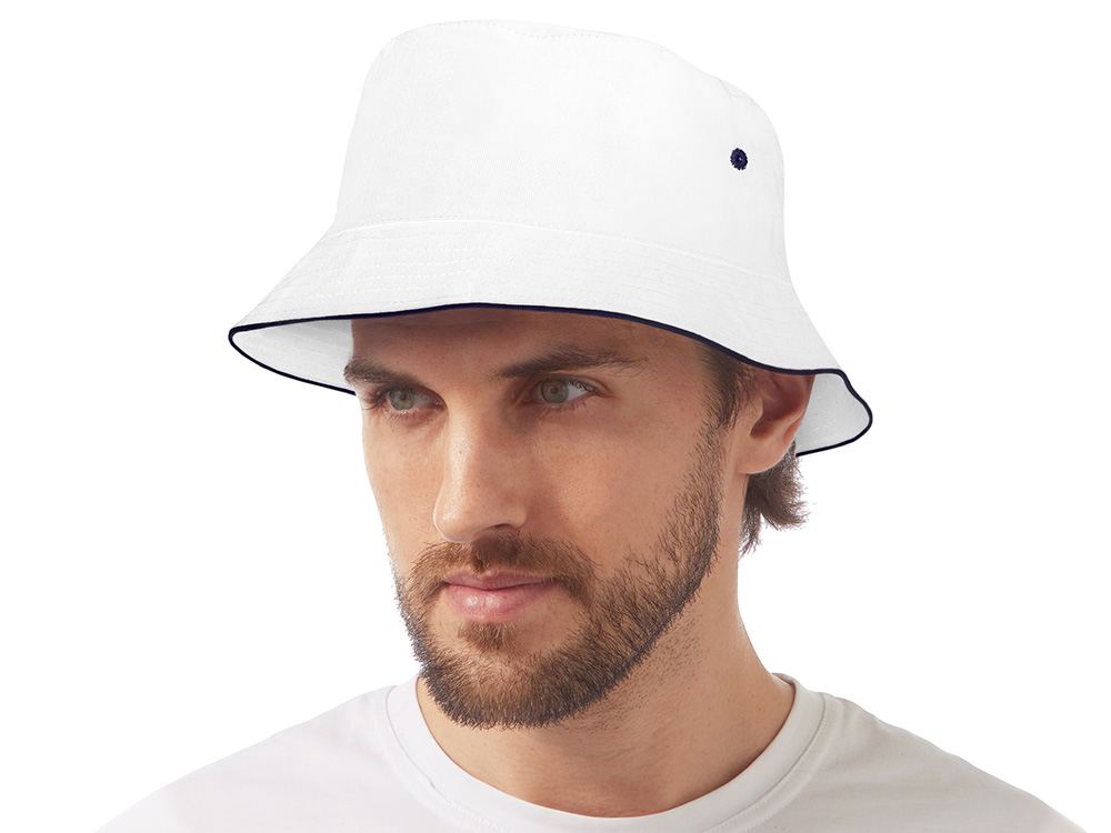 Панама с контрастной окантовкой , белый/темно-синий-1