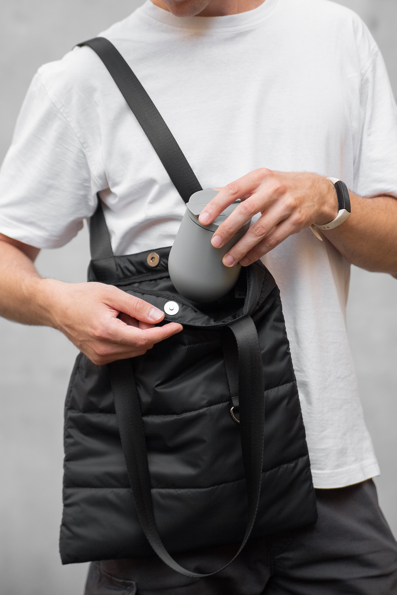 Шоппер Superbag Bubble, с кнопкой (черный)-9