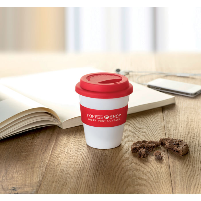 Стакан с крышкой из силикона, красный-2