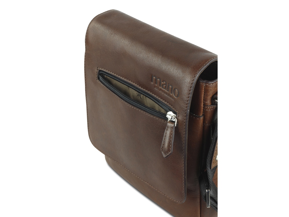 Сумка через плечо Mano Don Valentino, натуральная кожа в коричневом цвете, 21 х 25 х 5 см-4