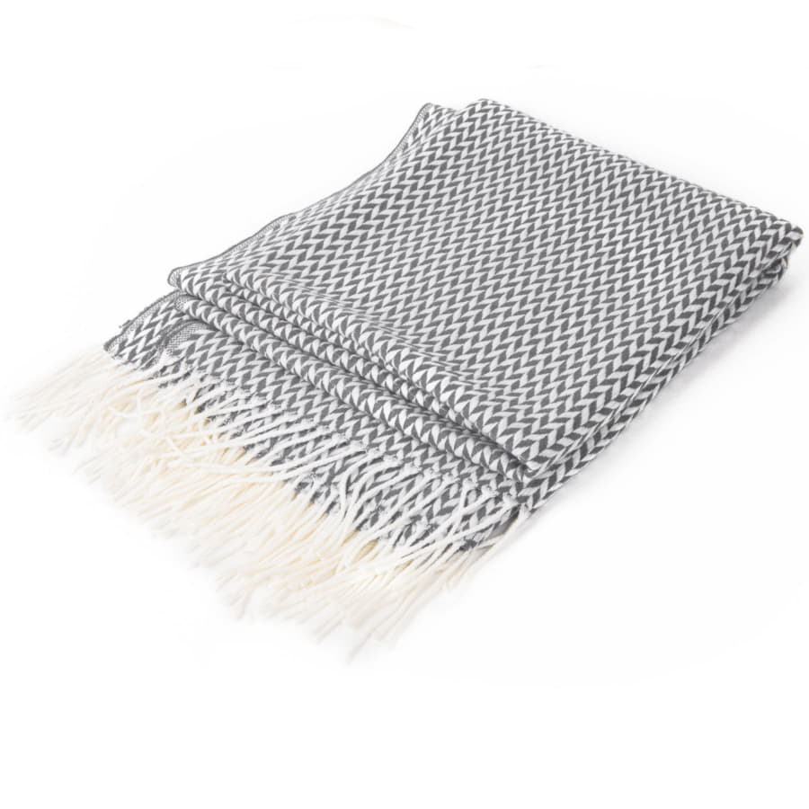 Плед VILLAGE, 130х150 см, акрил 220гр/м2, серый, белый-2