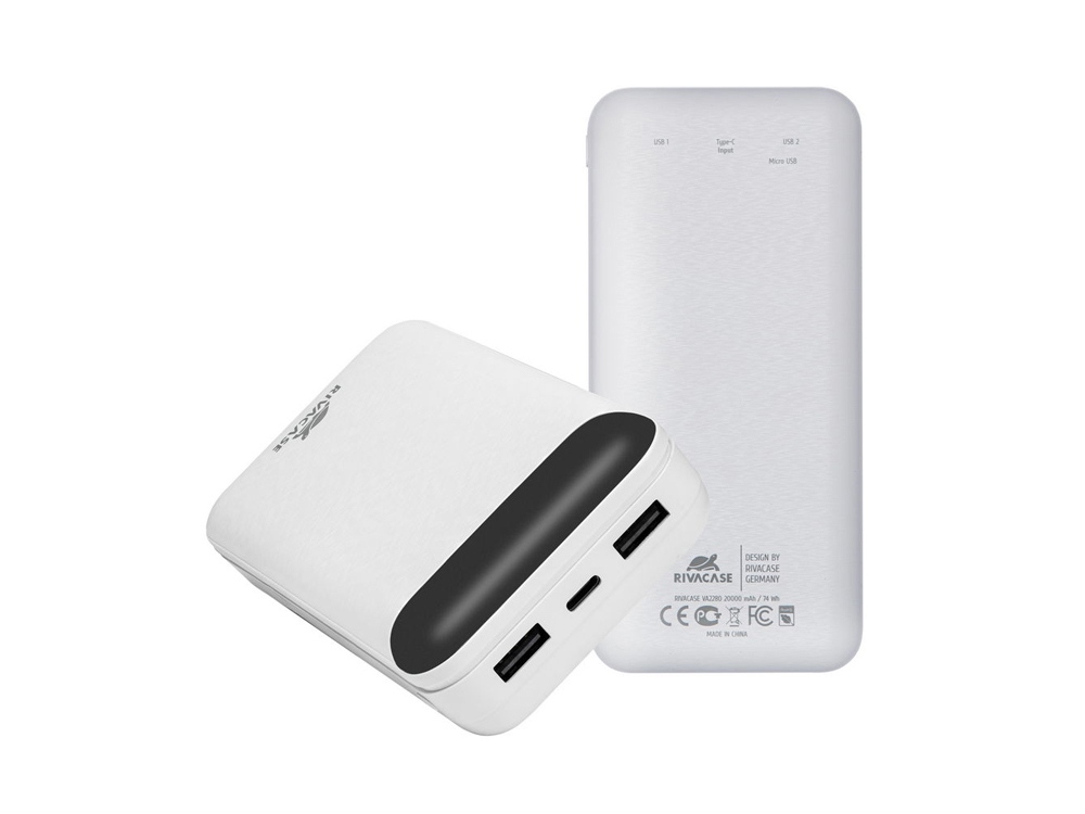 RIVACASE VA2280 (20000mAh) с дисплеем, белый, внешний аккумулятор /24-18