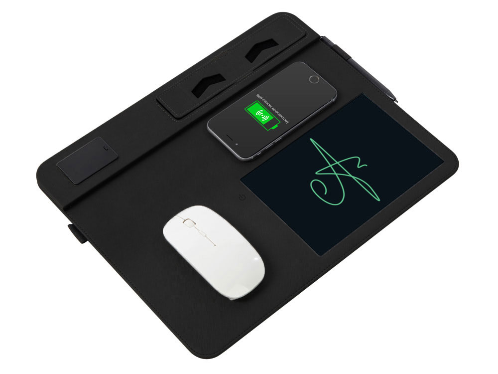 Многофункциональный коврик для мыши Multi Pad с беспроводной зарядкой и LCD экраном, 10 Вт, черный-3