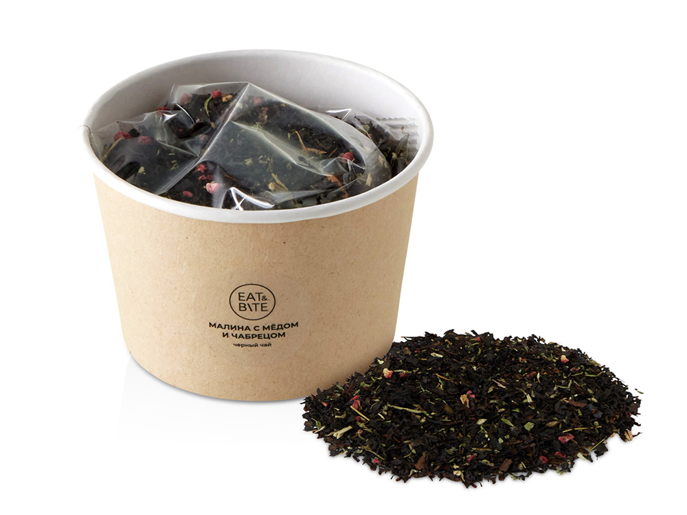 Чай черный Малина с медом и чабрецом в картонном стаканчике, 50 гр.-0