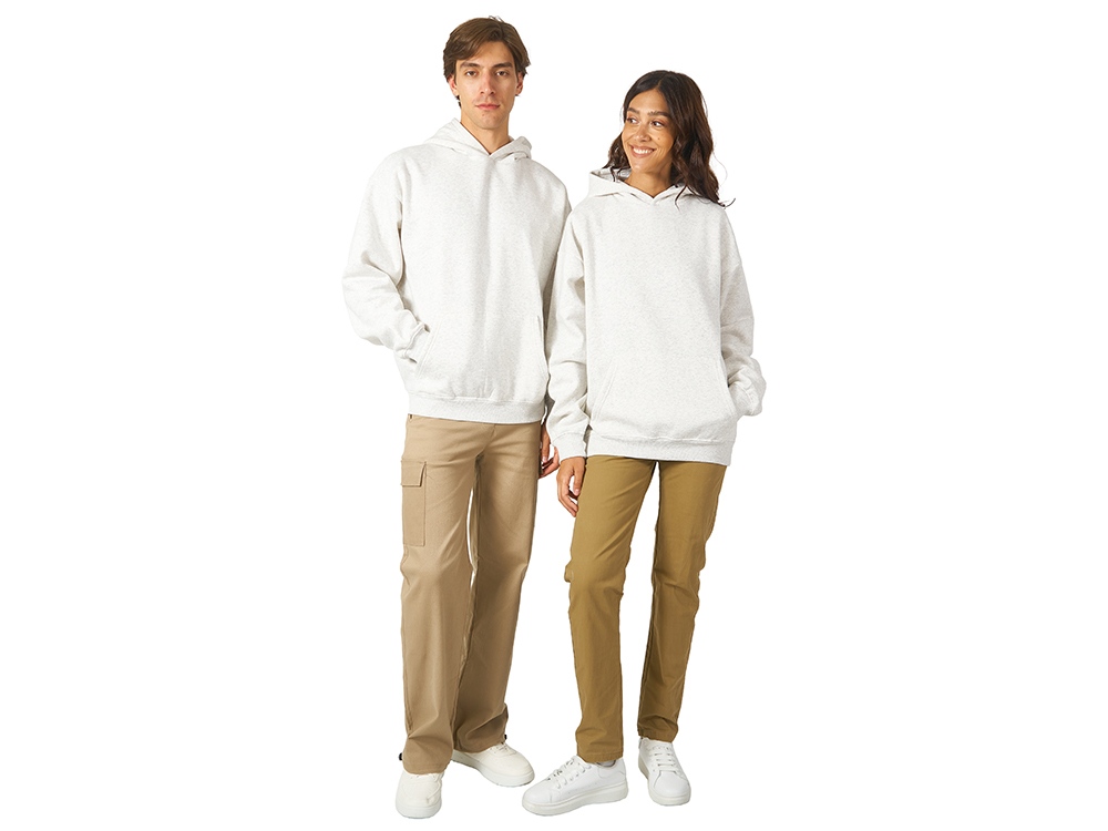 Толстовка с капюшоном оверсайз Berlin унисекс, белый меланж-5