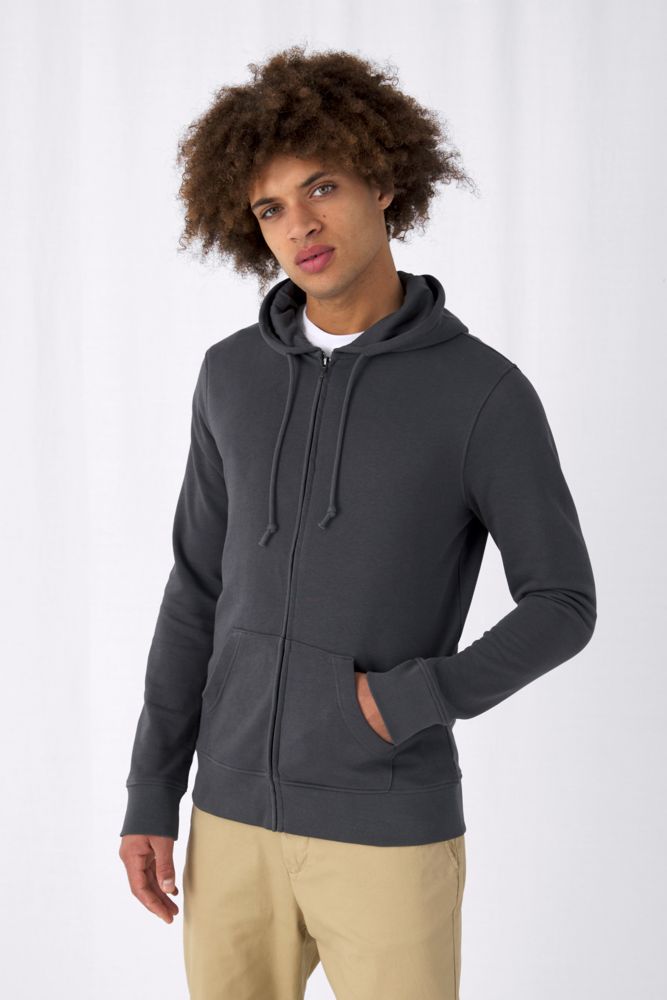 Толстовка на молнии с капюшоном унисекс BNC Inspire (Organic), серый меланж-4