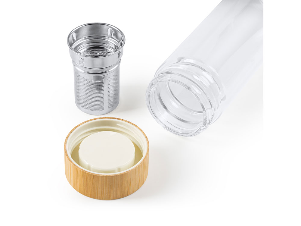 Бутылка SAOKO из боросиликатного стекла 420 мл, прозрачный/натуральный-3