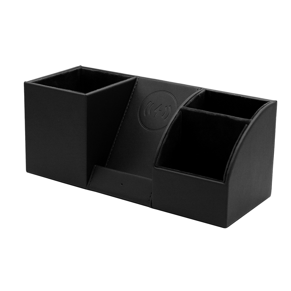 Настольный органайзер Boss c беспроводной зарядкой, Черный-2