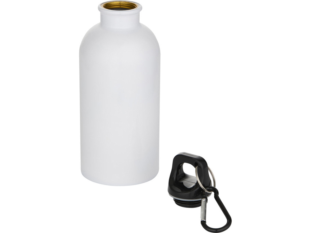 Одностенная бутылка для воды с карабином Oregon, изготовленная из нержавеющей стали, сертифицированной по стандарту RCS, объемом 400 мл - Белый-2