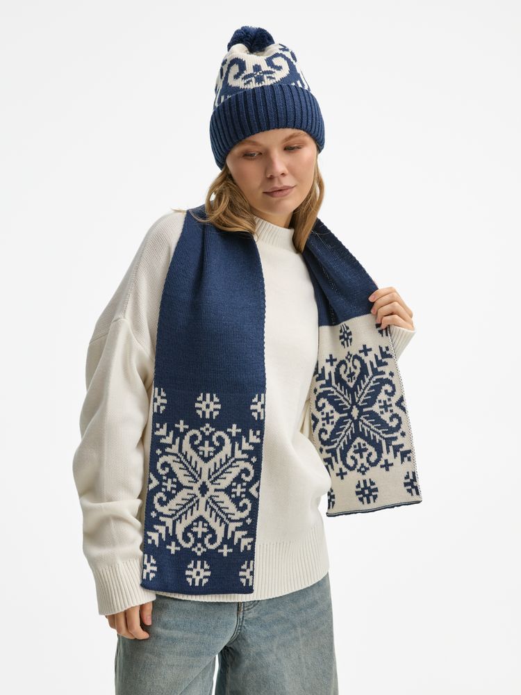 Шарф Wintertude M, синий с белым-3