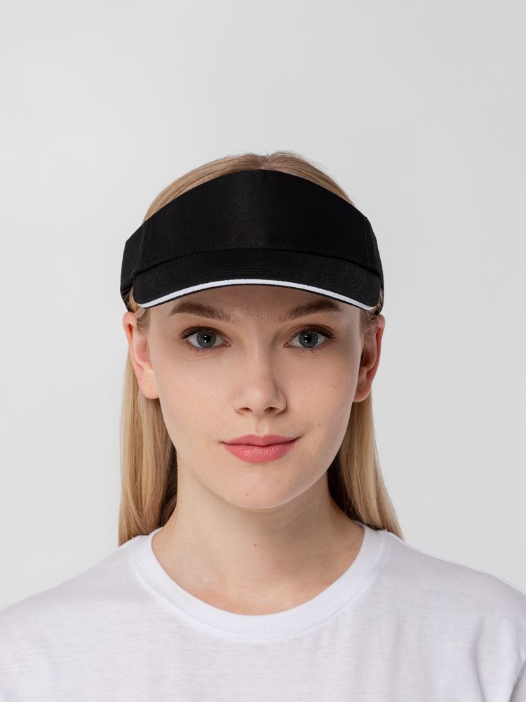 Козырек Active, черный с белым кантом-4