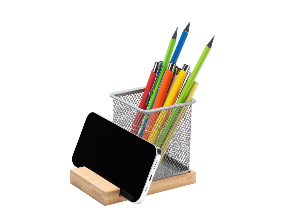 Подставка для ручек и телефона Fika, натуральный/серый-2