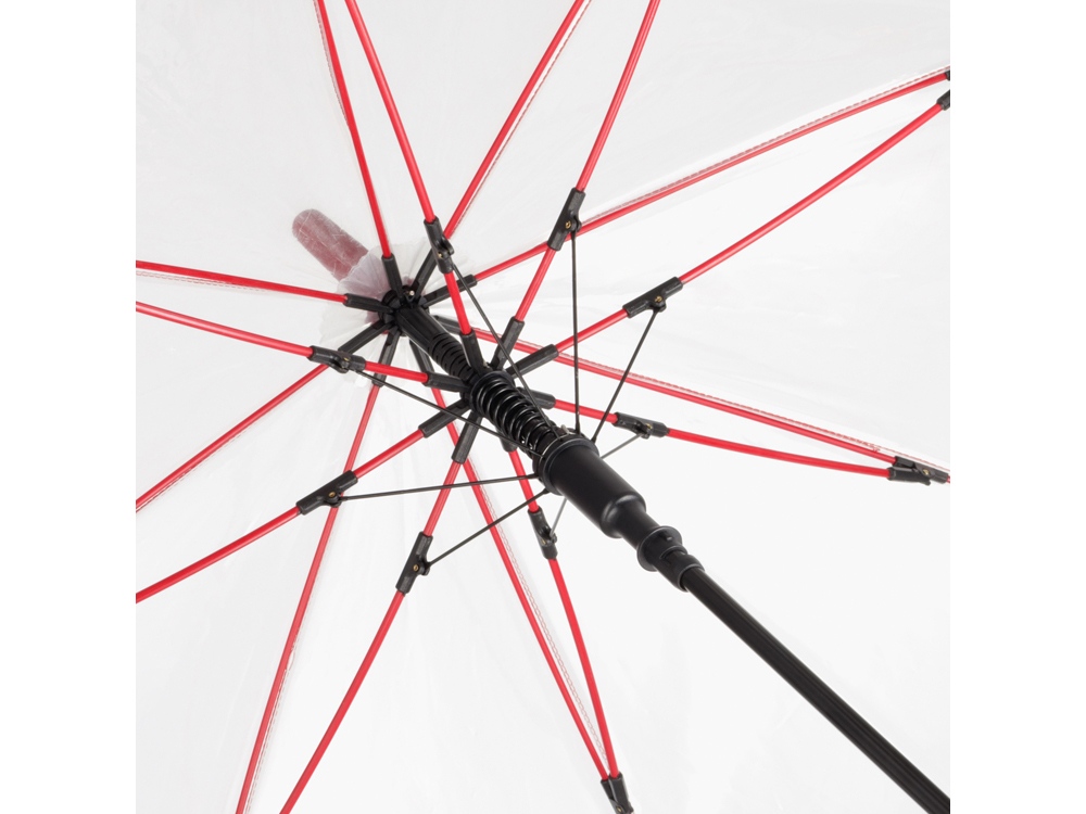 Зонт-трость 7112 Pure с прозрачным куполом, полуавтомат, прозрачный/красный-3