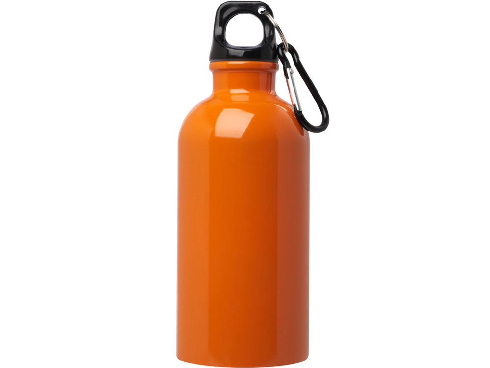 Одностенная бутылка для воды с карабином Oregon, изготовленная из нержавеющей стали, сертифицированной по стандарту RCS, объемом 400 мл - Оранжевый-1