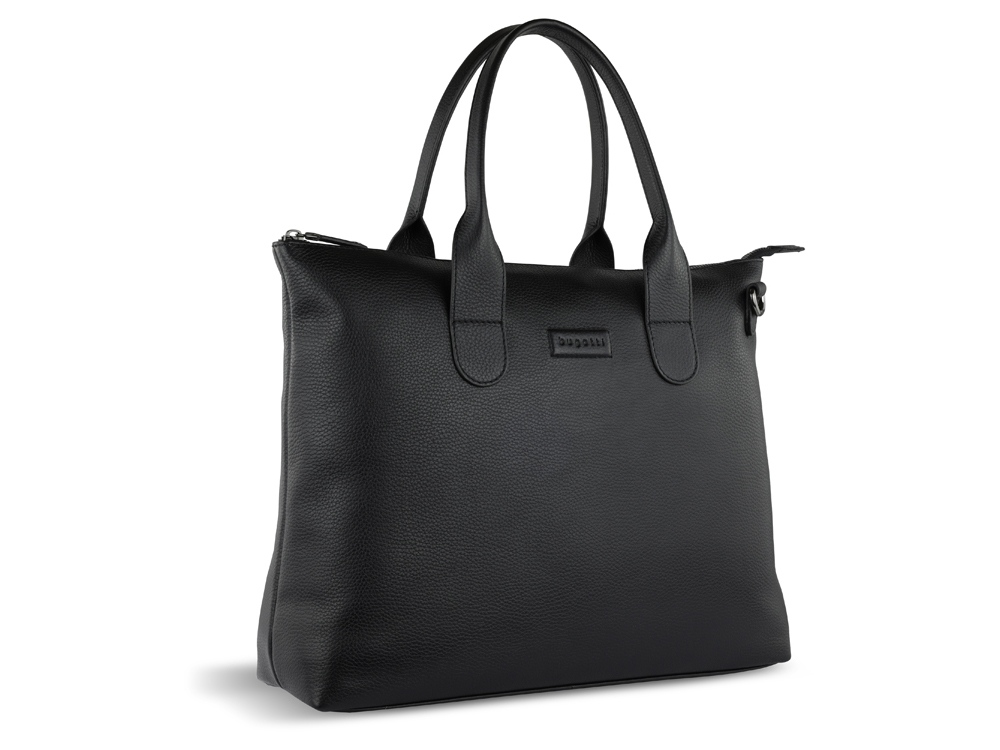 Сумка-шоппер BUGATTI ЭЛЬЗА | ELSA, чёрная, воловья кожа/полиэстер, 46х11х31,5 см-0