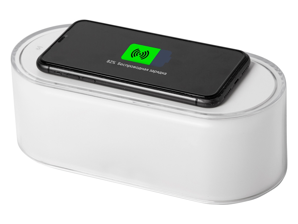 Ночник с беспроводной зарядкой и RGB подсветкой Miracle, 15 Вт, белый-5