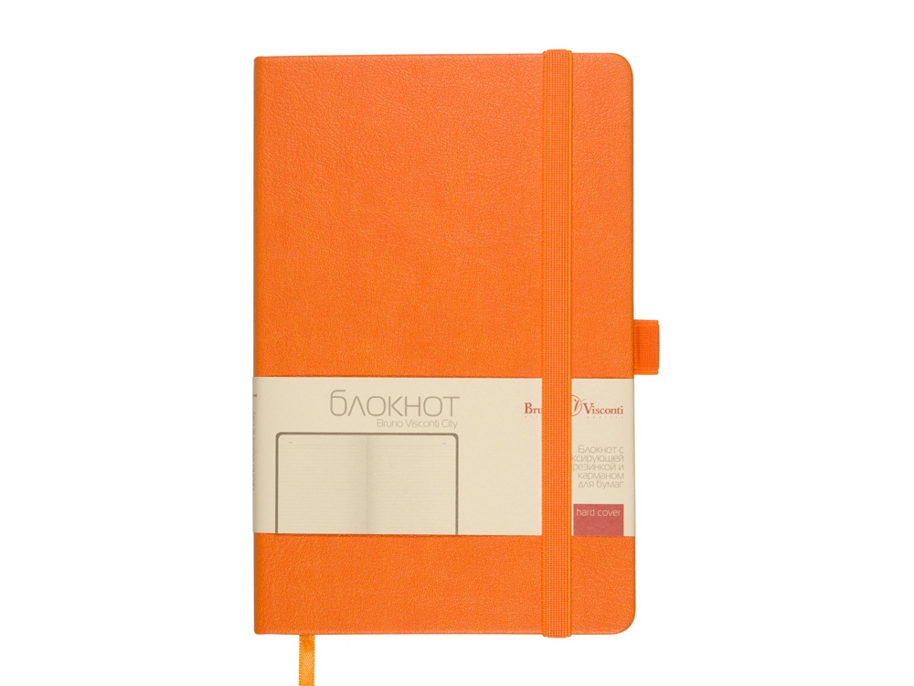 Блокнот А5  City на резинке, оранжевый-2