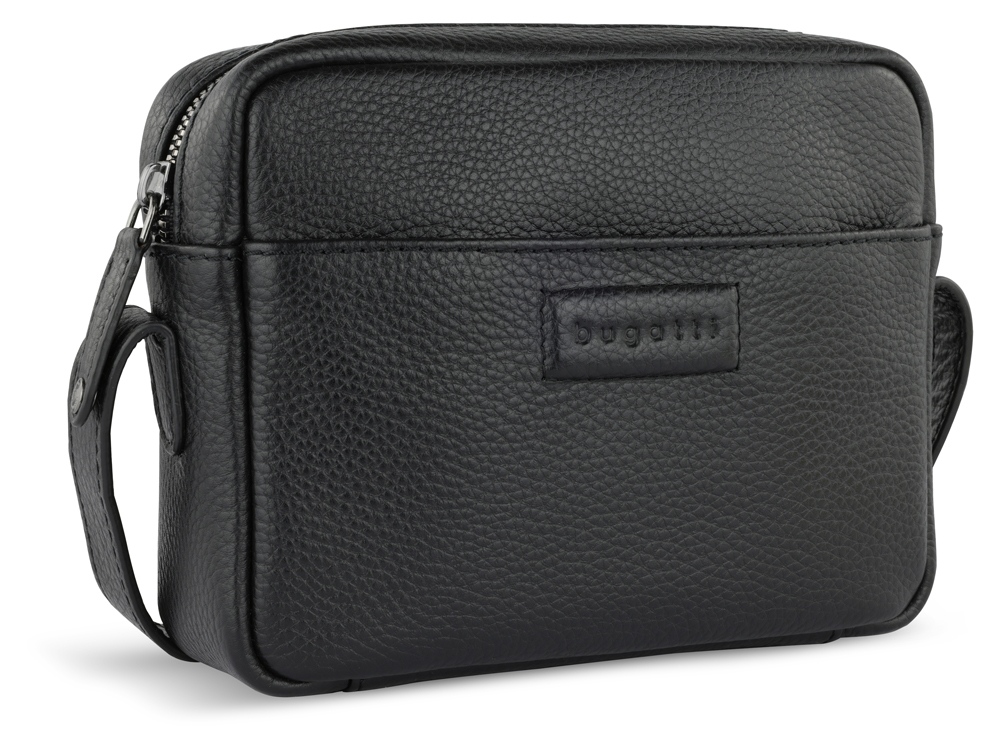 Сумка кросс-боди женская BUGATTI Elsa, чёрная, воловья кожа/полиэстер, 19х5,5х14 см-0