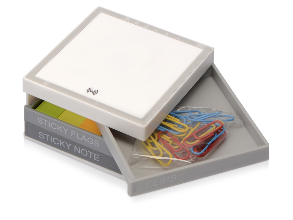 Настольный органайзер с функцией беспроводной зарядки, белый-3