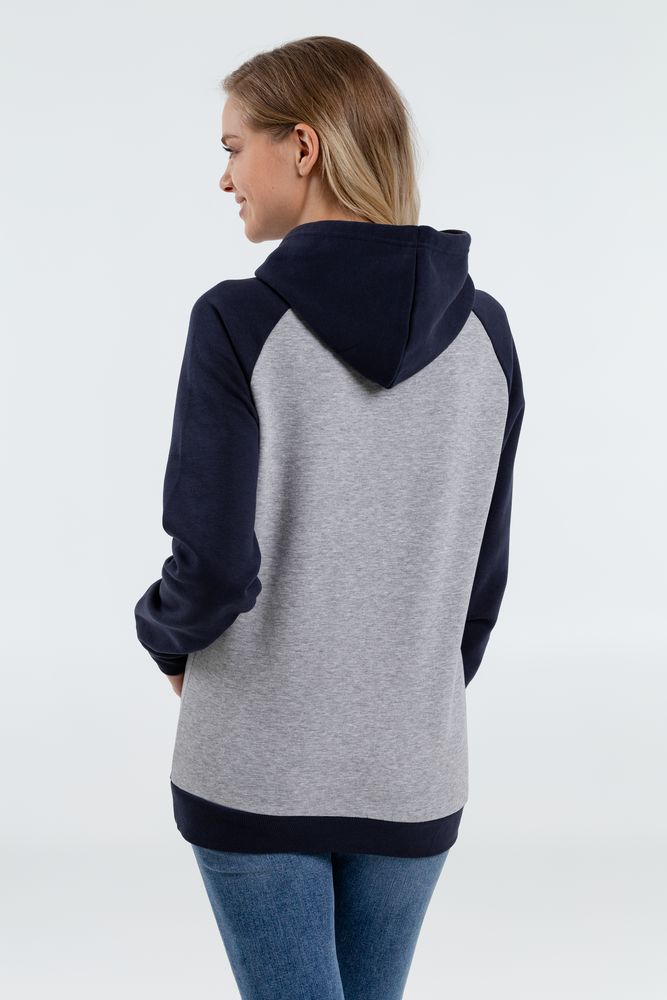Толстовка унисекс Seattle, серый меланж с темно-синим-3