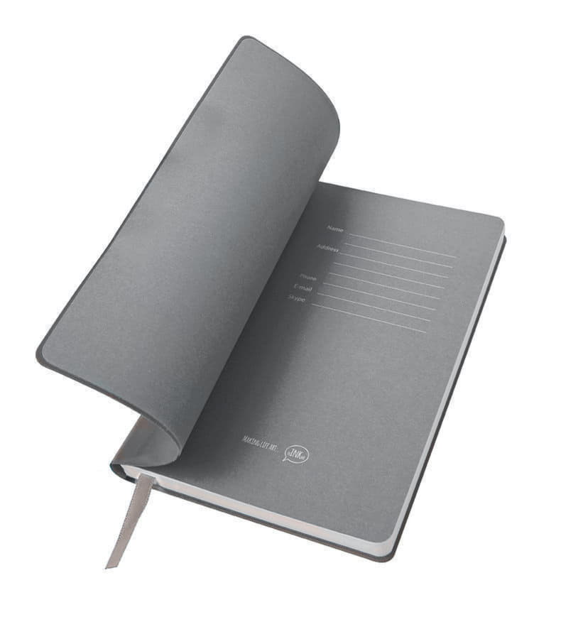 Бизнес-блокнот BIGGY, B5 формат, серый, серый форзац, мягкая обложка, в клетку, серый-3