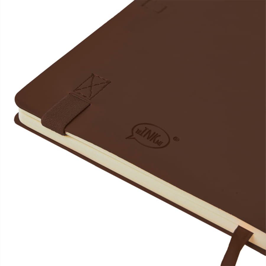 Бизнес-блокнот GRACY на резинке, формат А5, в линейку, темно-коричневый-6