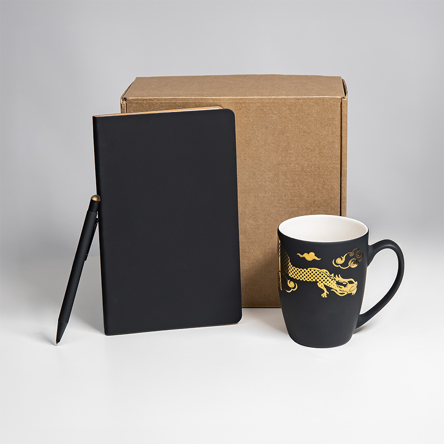 Набор подарочный ARISTOCRATIC: ежедневник, ручка, кружка; черный/золото, черный, золотистый-1