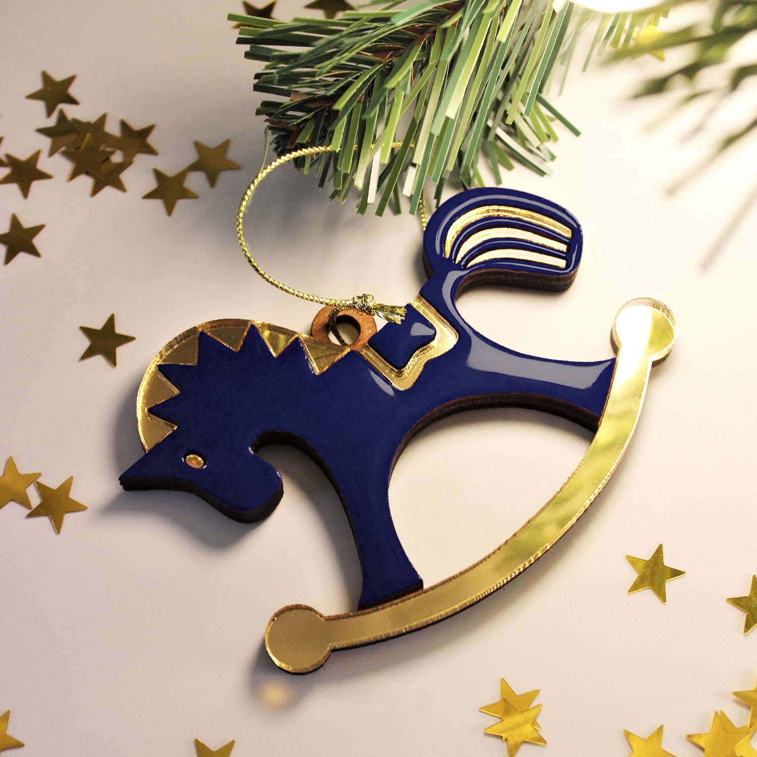 Ёлочная игрушка Лошадка (синий)-5