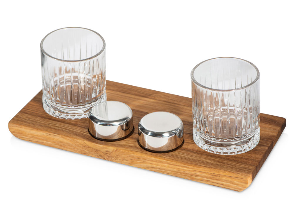 Набор для виски и коктейлей на подставке из дуба Savour-0