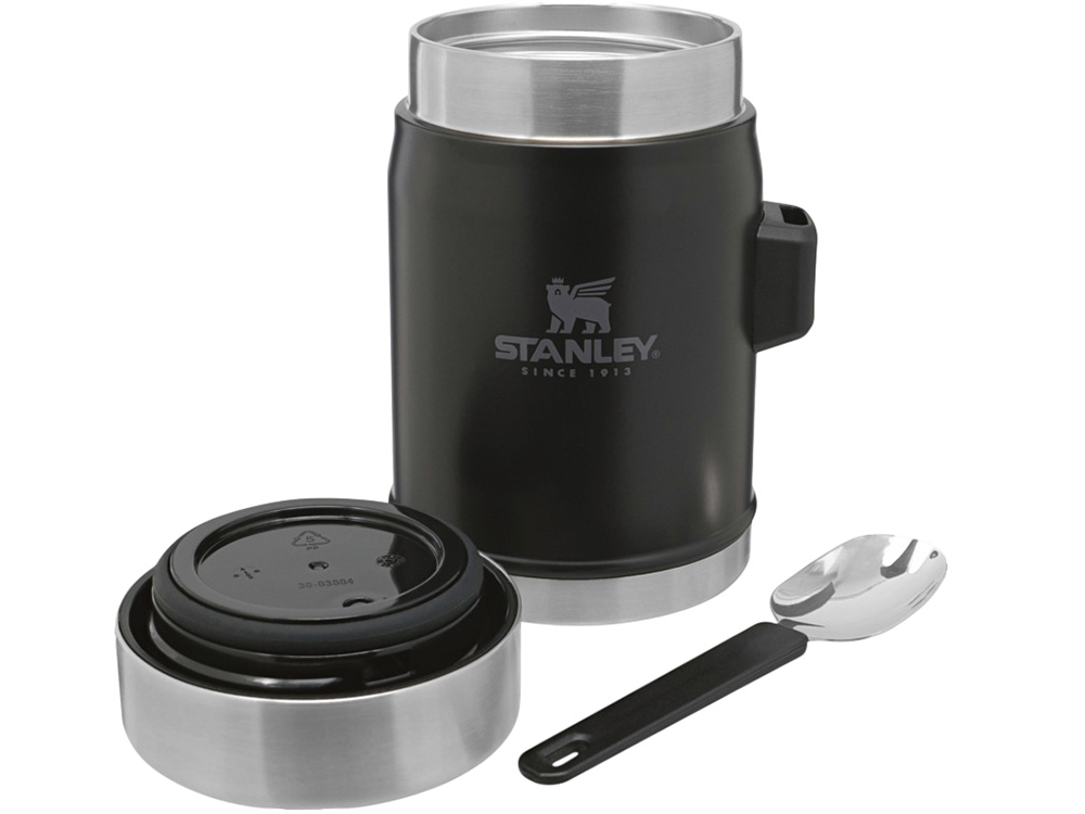 Банка для еды объемом 400 мл с ложкой-вилкой Stanley Legendary - черный матовый-3