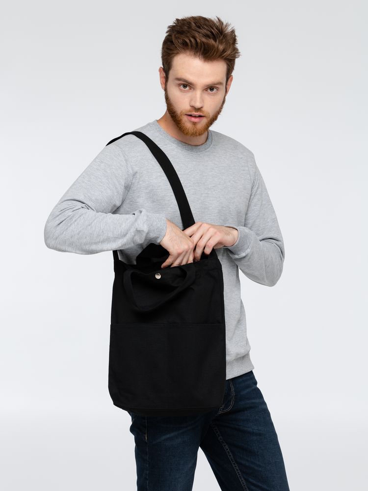 Сумка холщовая через плечо Artspace, черная-3