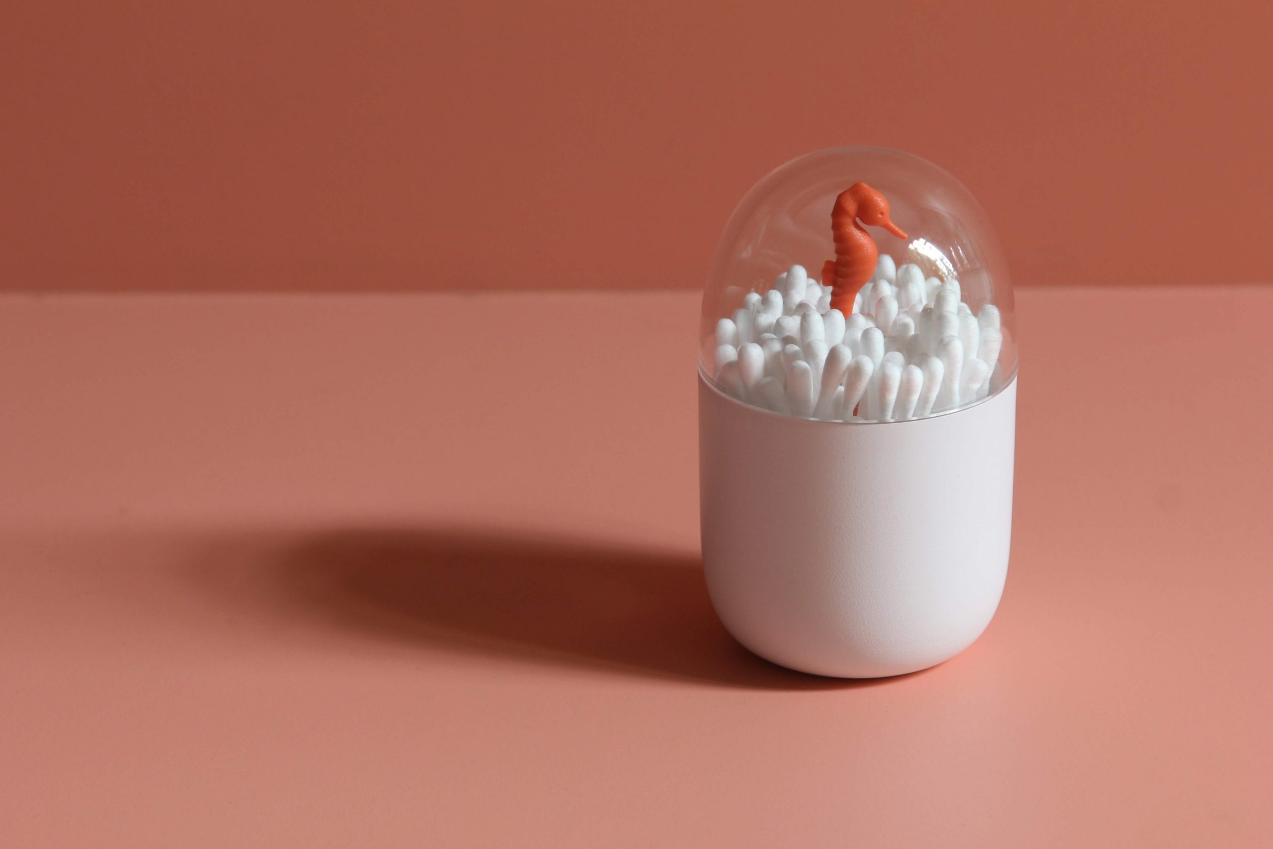 Контейнер для ватных палочек Seahorse, Белый/Оранжевый-2