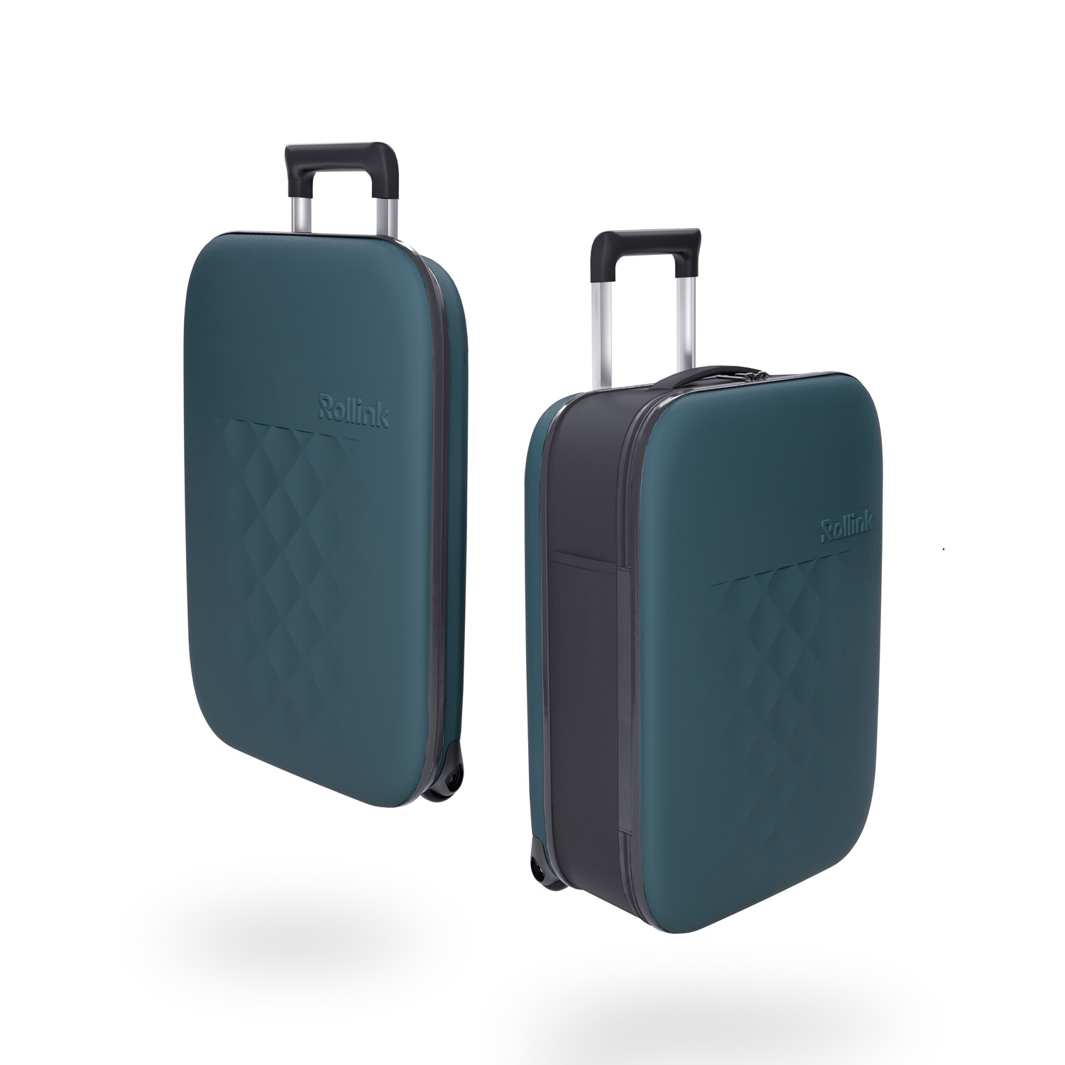 Чемодан складной Rollink Vega II 55x40x20 см, 2 колеса, сине-зеленый-1