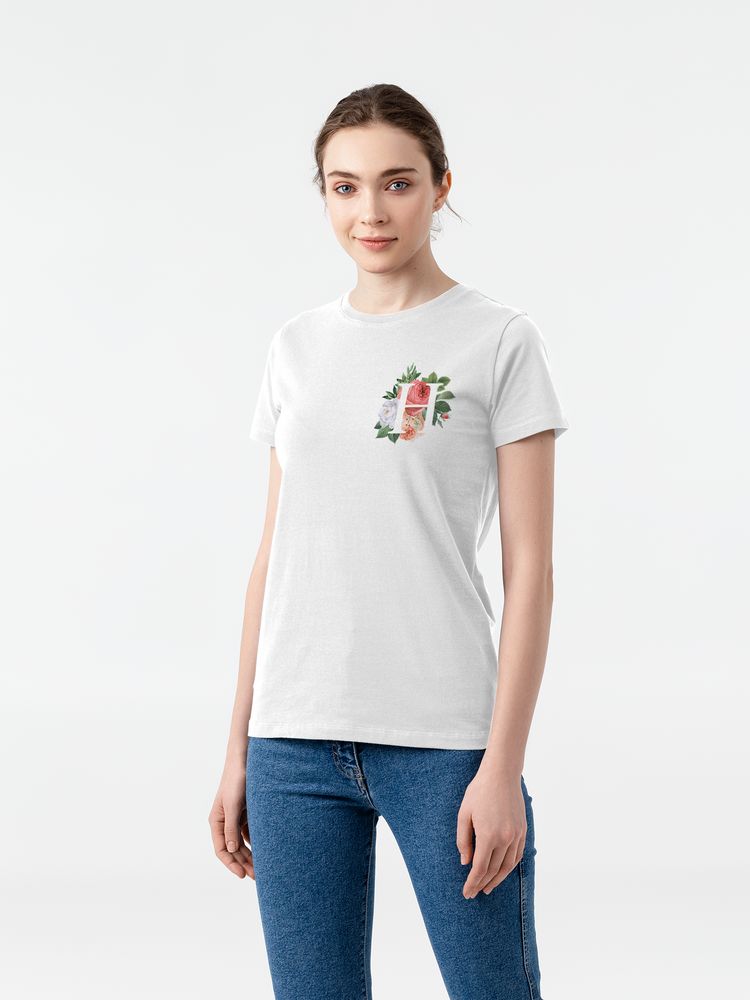 Футболка женская «Цветочная азбука: Н», белая-1