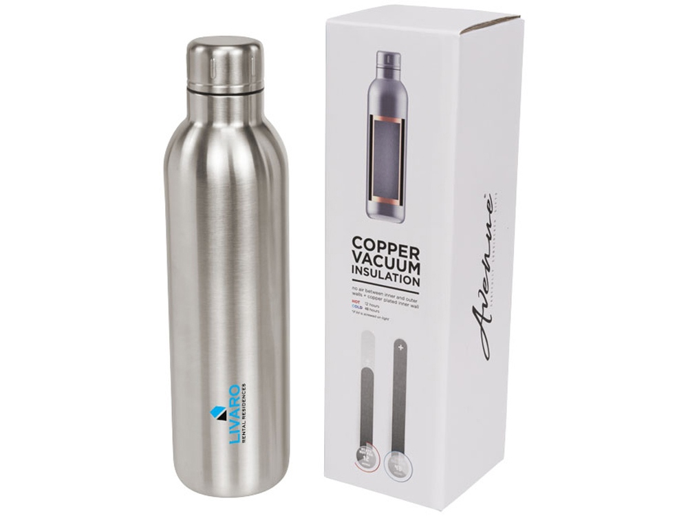 Спортивная бутылка Thor с вакуумной изоляцией объемом 510 мл, серебристый-4