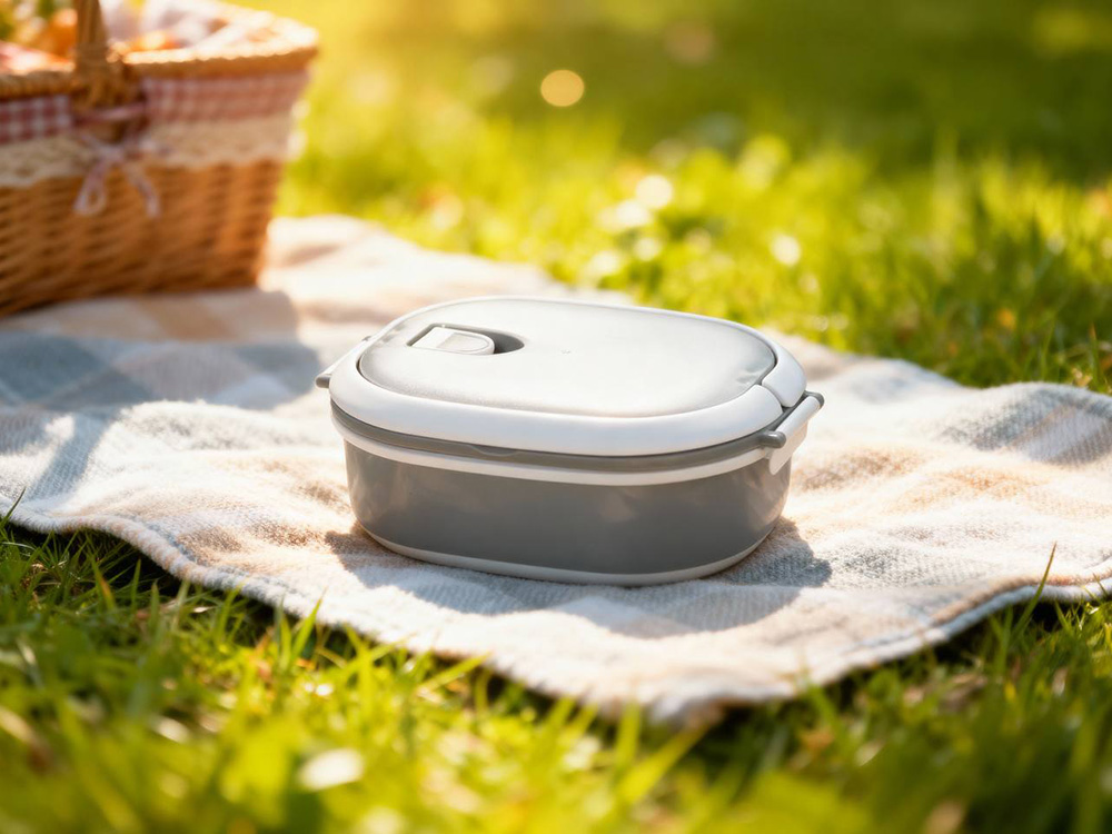 Ланч-бокс Hotty 750 мл для микроволновой печи, серый/белый-12