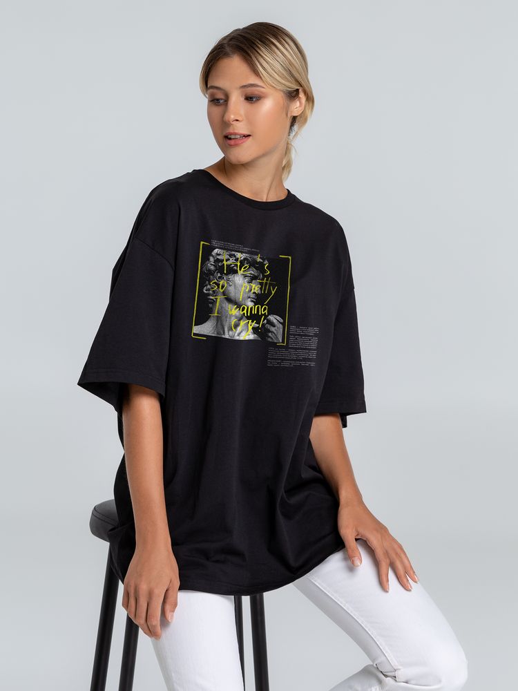 Футболка оверсайз «He is So Pretty. Давид», черная-2