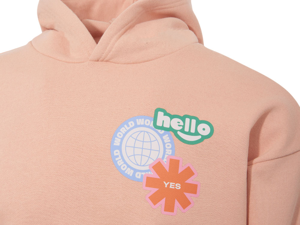 Толстовка с капюшоном оверсайз Berlin унисекс, лососевый, ДТФ, бренд тайп и лейбл-5