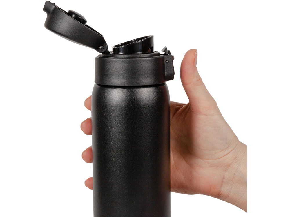 Термокружка Relaxika 701 (0,48 литра), черная (без лого)-12