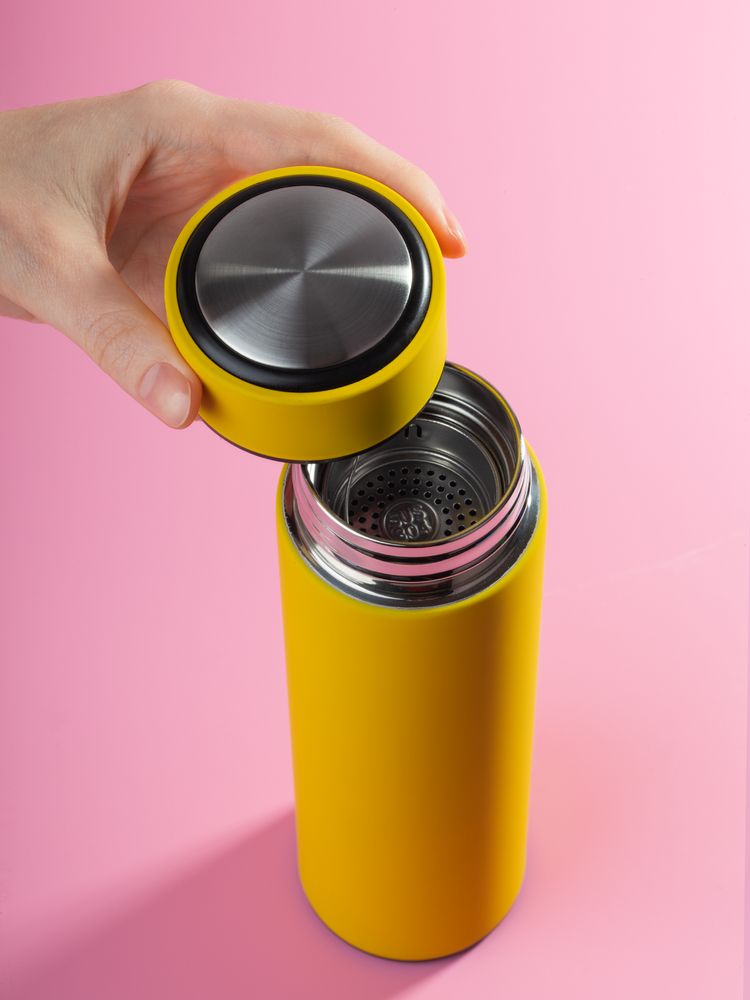 Термос с ситечком Percola, желтый-4