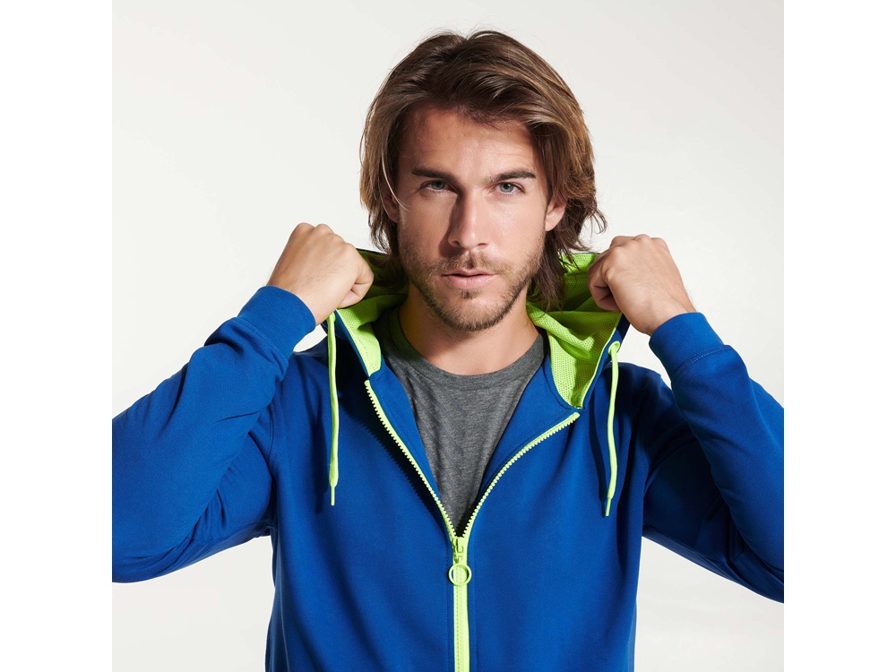 Толстовка на молнии Fuji, королевский синий/неоновый желтый-5