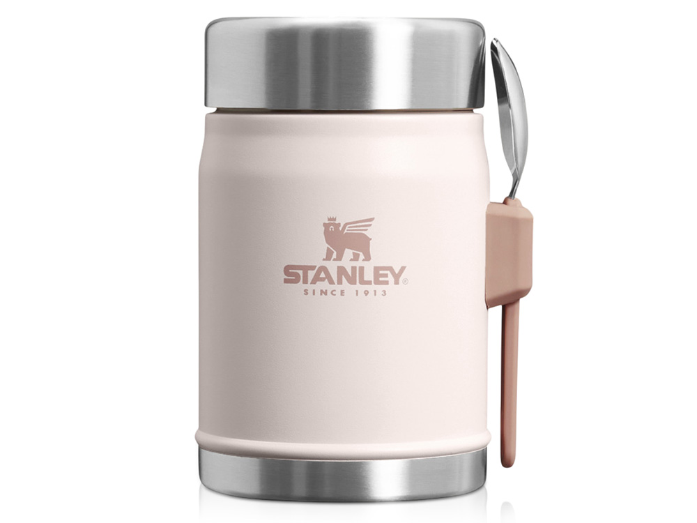 Банка для еды объемом 400 мл с ложкой-вилкой Stanley Legendary - Light pink-0