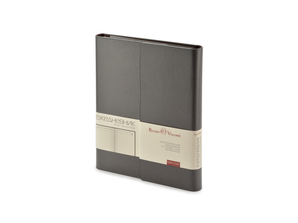 Ежедневник недатированный с магнитным клапаном, А5 WALTZ, темно-серый-0