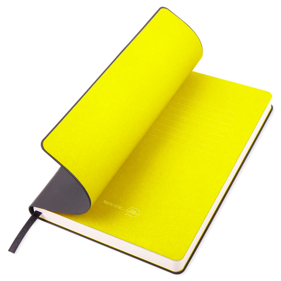 Бизнес-блокнот FUNKY, 130*210 мм, черный, желтый форзац, мягкая обложка, в линейку, черный, желтый-3