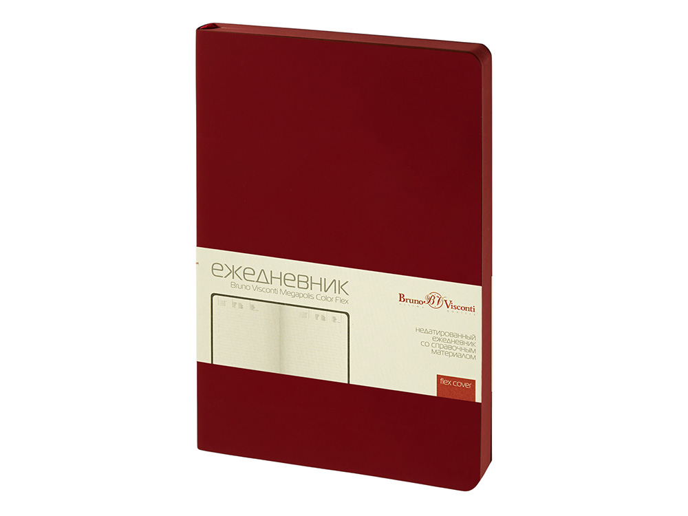 Ежедневник недатированный А5 Megapolis Color Flex New, бордовый-0