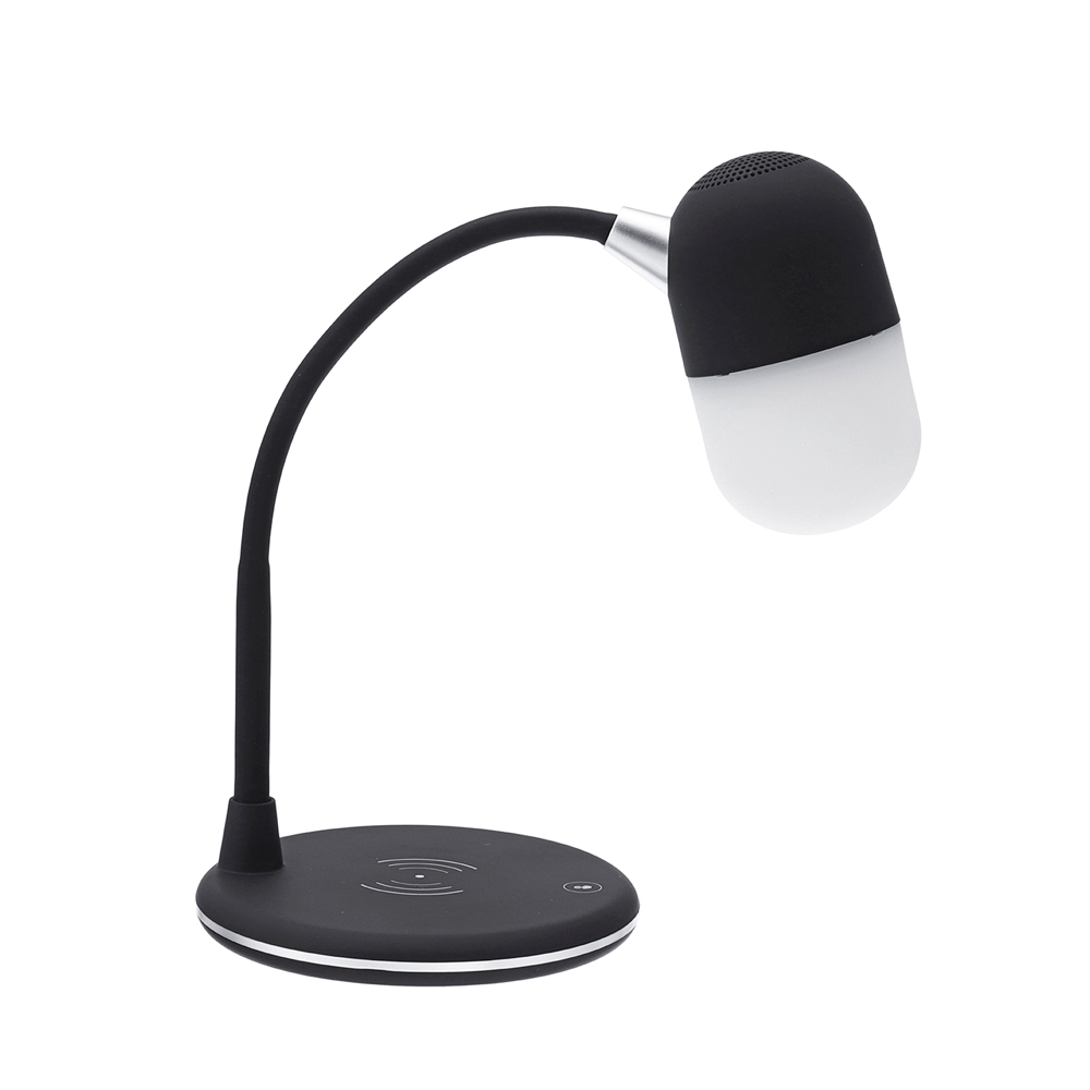 Лампа с колонкой и беспроводной зарядкой Alladin, Черный-3