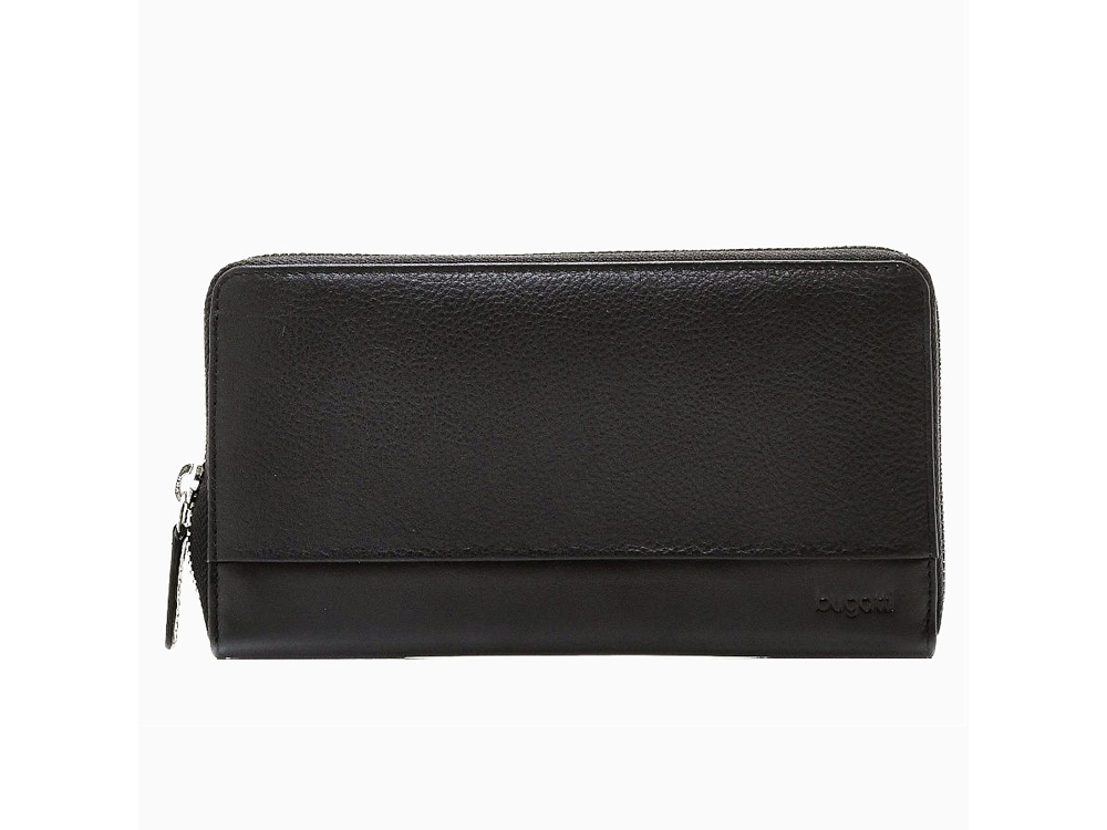 Кошелёк BUGATTI Atlanta, на молнии, чёрный, натуральная воловья кожа, 19,5х2,5х10,5 см-1